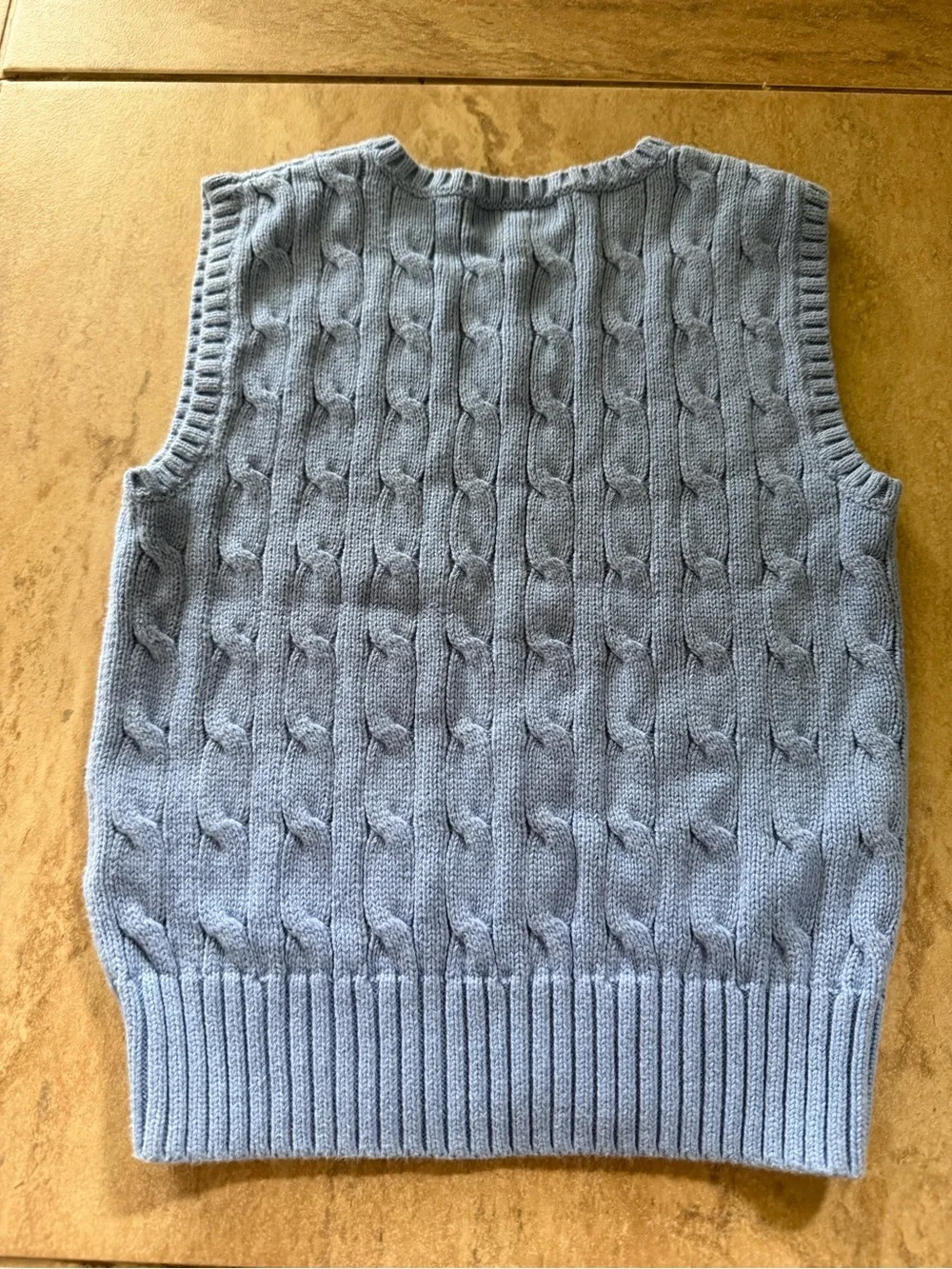 Polo Ralph Lauren Cable Knit Sweater Vest Boys Size 4 Blue Pony Preppy